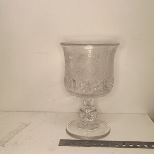 L.G. Wright Daisy and Cube Goblet with Black Forest Etching Clear Lot Of 4